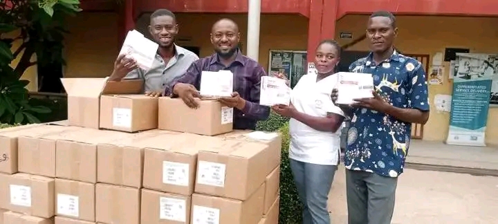 Healthcare worker displaying HIV prevention medication at a clinical facility in Makurdi.