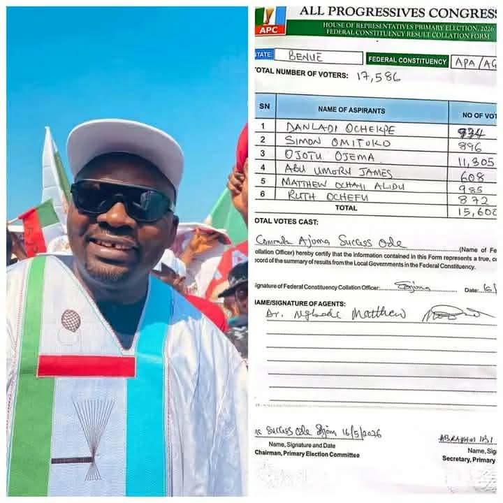 Benue: Apa Progressive Frontier Hails Pastor Ojotu Ojema After APC Primary Election Victory